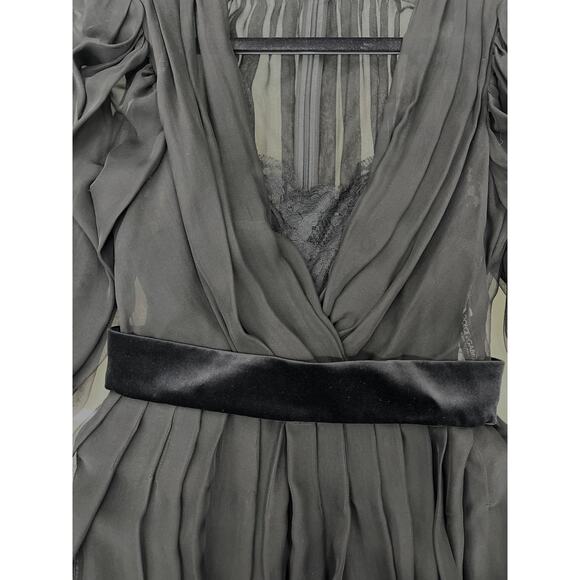 DOLCE & GABBANA Black Gathered silk-blend chiffon Mini Dress 42 M - Picture 11 of 12